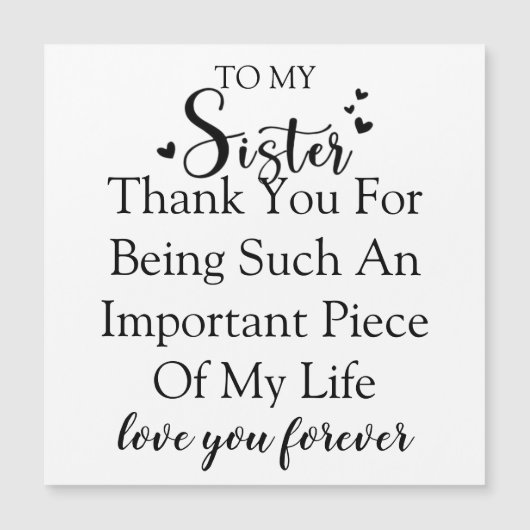 Schwester Dankbarkeit danke, dass du in meinem Leb Magnetkarte (Vorderseite)