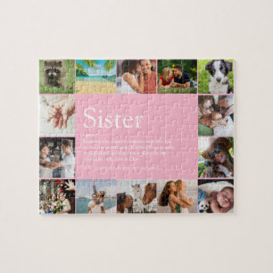Schwester Definition Collage Girly Pink 14 Foto Puzzle