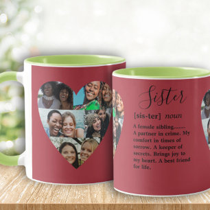 Schwester Definition Foto Herz Collage Farbige Tas Tasse