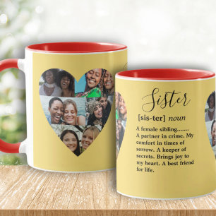 Schwester Definition Foto Herz Collage Farbige Tas Tasse