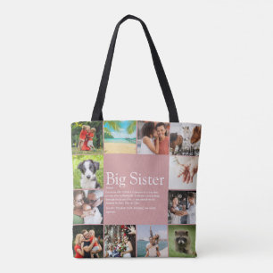 Schwester Definition Girly Pink Lustige Fotocollag Tasche