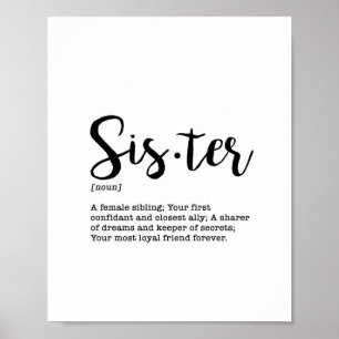 Schwester-Definitions-Kunst-Druck Poster