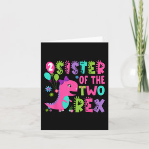 Schwester der beiden Rex 2. Geburtstag Boy Dinosau Karte