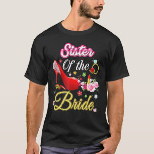 Schwester der Braut glücklich Hochzeit Blume rosa  T-Shirt