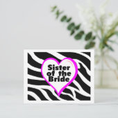 Schwester der Braut (Herz Zebra Print) Postkarte (Stehend Vorderseite)