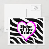 Schwester der Braut (Herz Zebra Print) Postkarte (Vorne/Hinten)