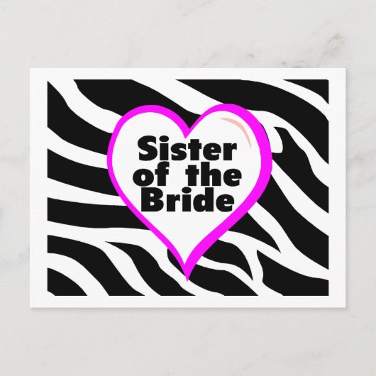 Schwester der Braut (Herz Zebra Print) Postkarte (Vorderseite)