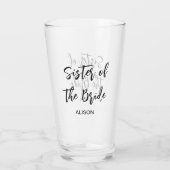 Schwester der Braut Hochzeit Schwarz-weißen Glass Glas (Rückseite)