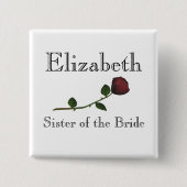 "Schwester der Braut-" - roten langen Button (Vorderseite)