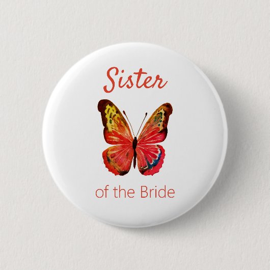 Schwester der Braut Schmetterling Knopf Button (Vorderseite)