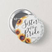 Schwester der Braut | Sonnenblumen Florals Hochzei Button (Vorne & Hinten)