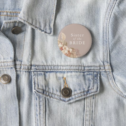 Schwester der Bride Boho Pampas Grass Neutrals Button (Beispiel)