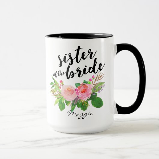 Schwester der Bride Watercolor Personalisiert Tasse (Rechts)