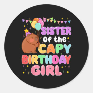 Schwester der Familie Capy Birthday Girl Capybara Runder Aufkleber