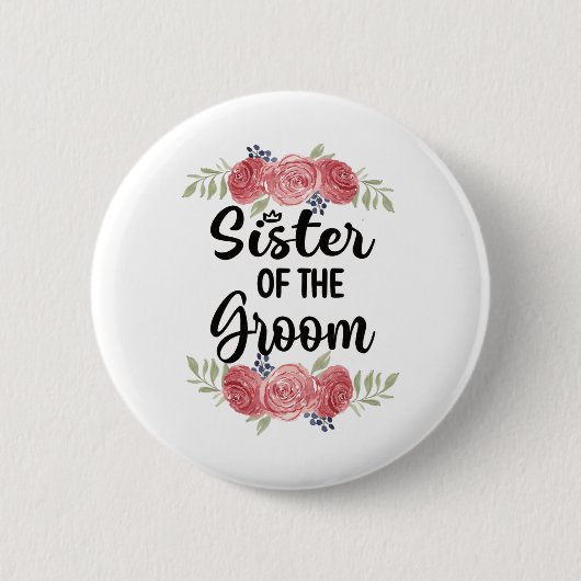 Schwester der Groom Wedding Party Dusche Sis Button (Vorderseite)