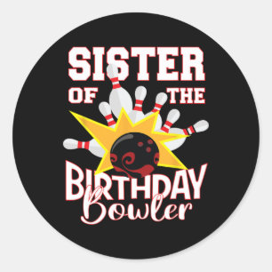 Schwester des Bowler Kid Bowling Party Runder Aufkleber