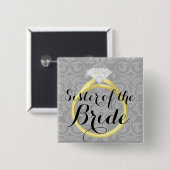 Schwester des Braut-Ring-Hochzeits-Party-Knopfes Button (Vorne & Hinten)