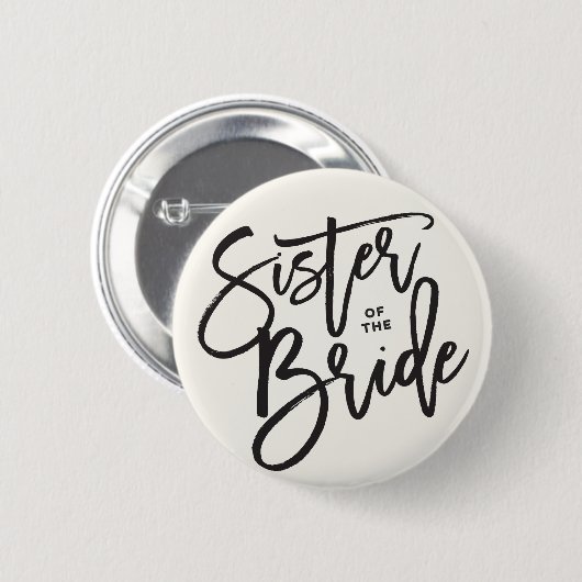 Schwester des Bride Brush Wedding Brautparty Button (Vorne & Hinten)