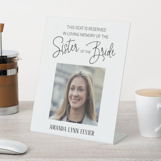 Schwester des Fotos der Braut vorbehalten Hochzeit Sockelschild (In SItu)