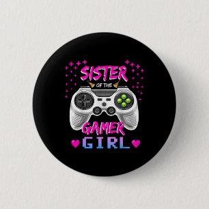 Schwester des Gamer-Girl-Videospiel-Geburtstags  Button