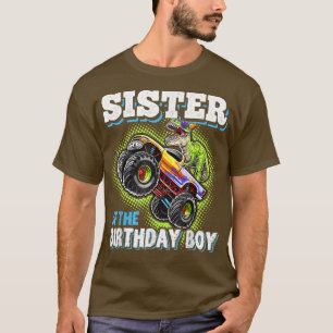 Schwester des Geburtstags Boy Dinosaurier Monster  T-Shirt