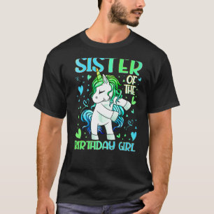 Schwester des Geburtstags Girl Flossing Einhorn Si T-Shirt
