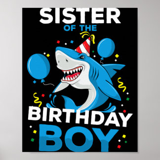 Schwester des Geburtstagsjungen Hai Ozean Thema Poster