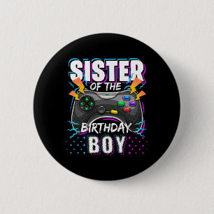 Schwester des Geburtstagsjungen passendes Videospi Button