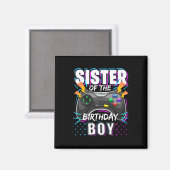 Schwester des Geburtstagsjungen passendes Videospi Magnet (Vorderseite/Rückseite)