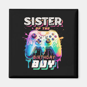 Schwester des Geburtstagsjungen passendes Videospi Magnet
