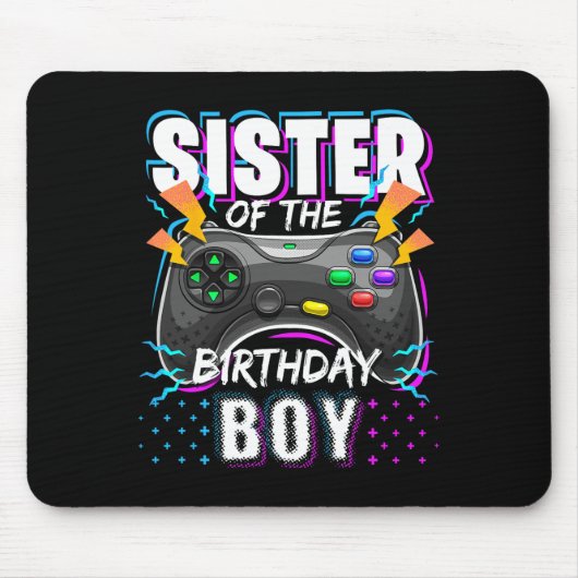 Schwester des Geburtstagsjungen passendes Videospi Mousepad (Vorne)