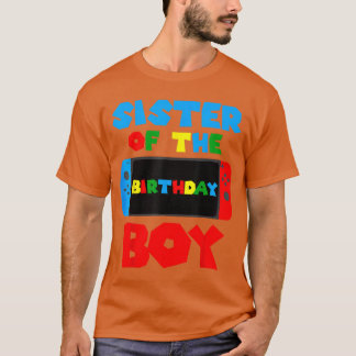 Schwester des Geburtstagsjungen passendes Videospi T-Shirt