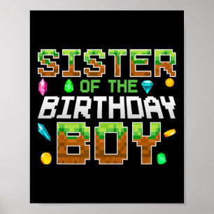 Schwester des Geburtstagsjungen Spiel Pixel Zahl G Poster