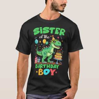 Schwester des Geburtstagsjungen T-Rex Dinosaurier- T-Shirt
