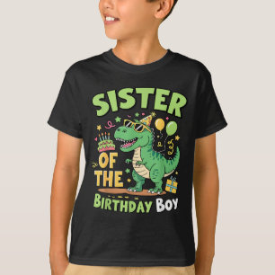 Schwester des Geburtstagsjungen T Rex Dinosaurier T-Shirt