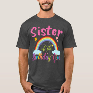 Schwester des Geburtstagsmädchens Regenbogen Gebur T-Shirt