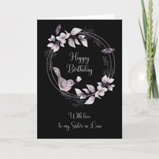 Schwester des Gesetzes Birthday Bird and Butterfet Karte (Vorderseite)