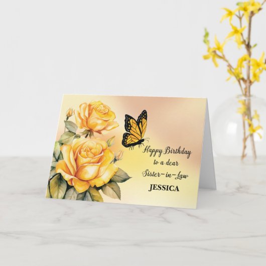 Schwester des Gesetzes Birthday Yellow Roses Butte Karte (Gelbe Blume)