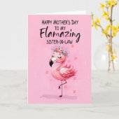 Schwester des Gesetzes Muttertag mit Flamingo Fabu Karte (Gelbe Blume)