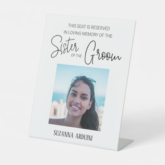 Schwester des Groom Memorial Foto vorbehalten Hoch Sockelschild (Vorderseite)