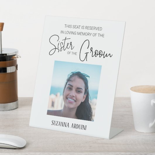Schwester des Groom Memorial Foto vorbehalten Hoch Sockelschild (In SItu)