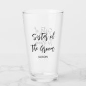 Schwester des Groom Wedding Schwarz-weiß Glass Cup Glas (Rückseite)