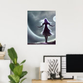 Schwester des Moon AI Fantasy Digital Art Print Poster (Heimbüro)
