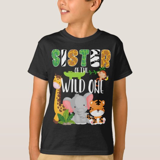 Schwester des Wilden Zoo Birthday Safari Jungle T-Shirt (Vorderseite)