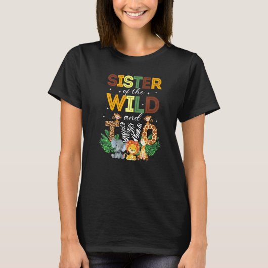 Schwester des wilden Zwei Zoo Birthday Safari Dsch T-Shirt (Vorderseite)