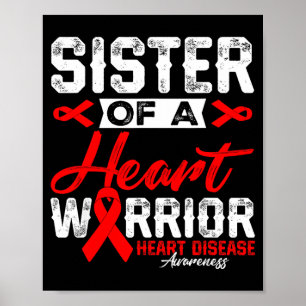 Schwester eines Herzens Krieger Herzerkrankung rot Poster
