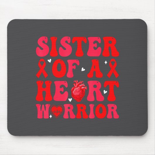 Schwester eines Herzens Kriegers Herzkrankheit Bew Mousepad (Vorne)