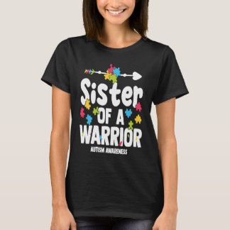 Schwester eines Kriegers Autismus-Familie Puzzle-B T-Shirt