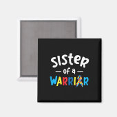 Schwester eines Kriegers - Geschenk für Autismus Magnet (Vorderseite/Rückseite)
