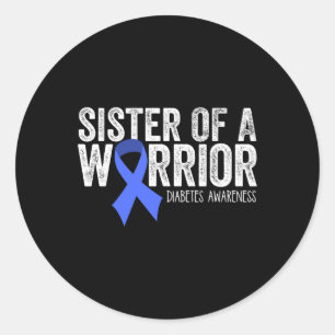 Schwester eines Kriegers T1D Diabetiker Blauer Fla Runder Aufkleber
